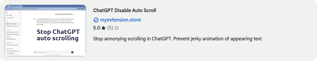 ChatGPT Disable Auto Scroll: stop text animation